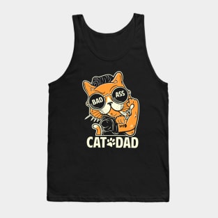 Cool Bad Ass Cat Dad Funny T-shirt for cat lovers Tank Top